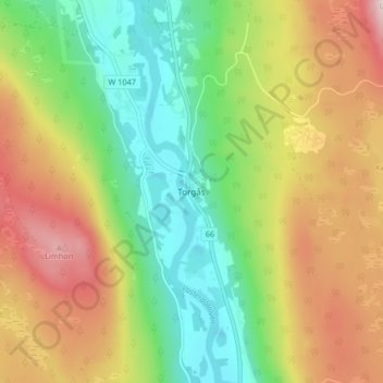 Carte topographique Torgås, altitude, relief