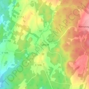 Carte topographique Gällstad, altitude, relief