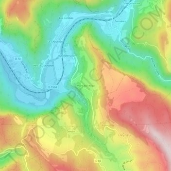 Carte topographique Mont de l'Ange, altitude, relief