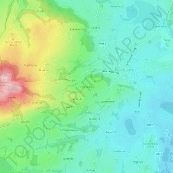 Carte topographique Ellensberg, altitude, relief