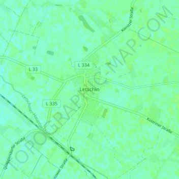 Carte topographique Letschin, altitude, relief