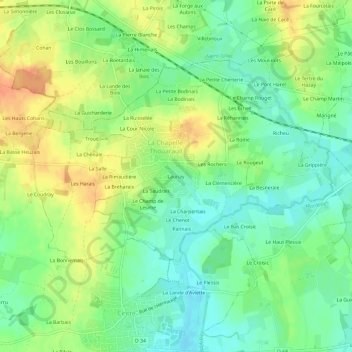 Carte topographique Launay, altitude, relief