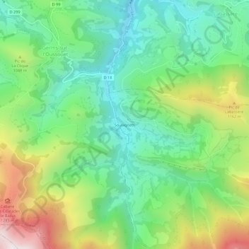 Carte topographique Soulagnets, altitude, relief
