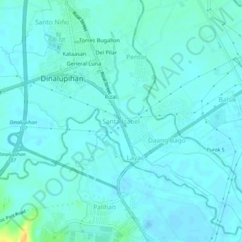 Carte topographique Santa Isabel, altitude, relief