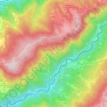 Carte topographique Berda / Budaži, altitude, relief