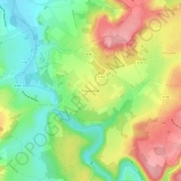Carte topographique Précy-le-Moult, altitude, relief