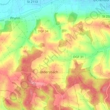 Carte topographique Muggenthal, altitude, relief