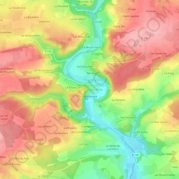 Carte topographique Les Allumiers, altitude, relief