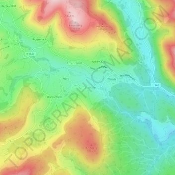 Carte topographique Unterlehen, altitude, relief