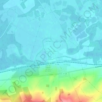Carte topographique Pont-sur-Seine, altitude, relief