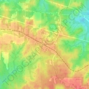 Carte topographique Argyle, altitude, relief