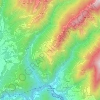 Carte topographique Sillico, altitude, relief