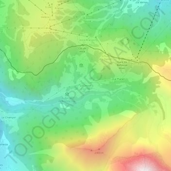 Carte topographique Le Crozat, altitude, relief