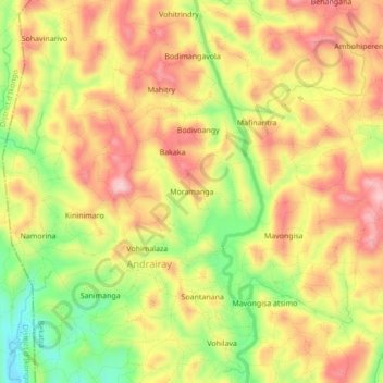 Carte topographique Moramanga, altitude, relief