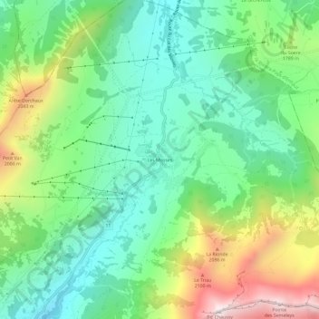 Carte topographique Les Mosses, altitude, relief