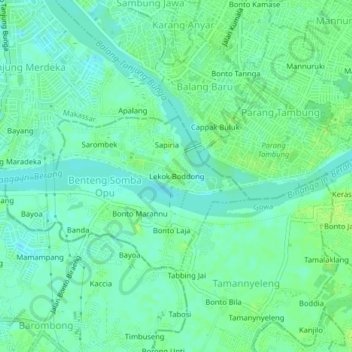 Carte topographique Lekok Boddong, altitude, relief