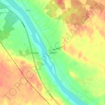 Carte topographique Laukka, altitude, relief