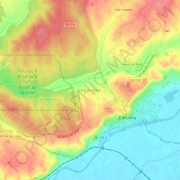 Carte topographique Casal dos Ossos, altitude, relief