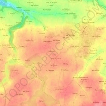 Carte topographique Keraliou, altitude, relief