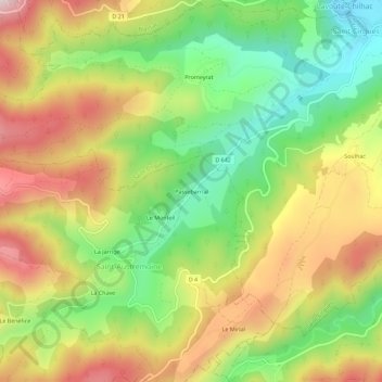 Carte topographique Passebarrial, altitude, relief