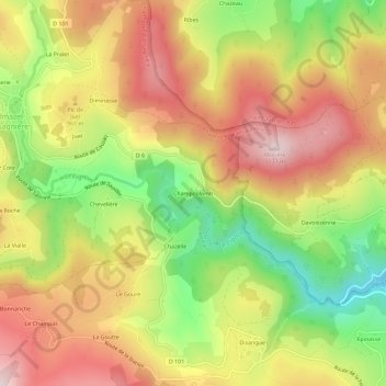 Carte topographique Champcolomb, altitude, relief