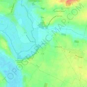 Carte topographique Lavaud, altitude, relief