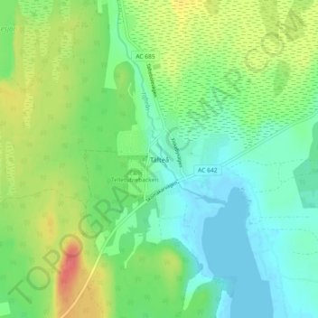Carte topographique Täfteå, altitude, relief