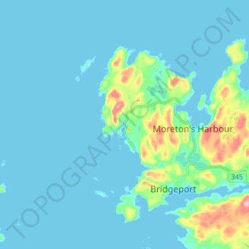 Carte topographique Valley Pond, altitude, relief