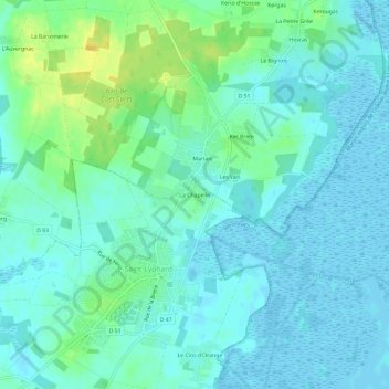 Carte topographique La Chapelle, altitude, relief