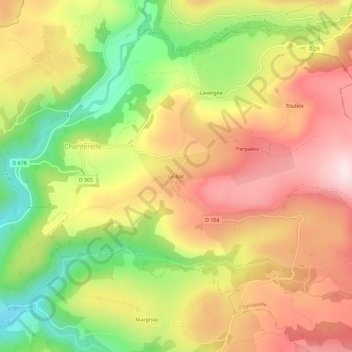 Carte topographique Le Bac, altitude, relief