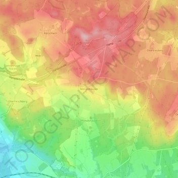Carte topographique Monatshausen, altitude, relief