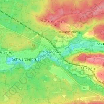 Carte topographique Ochenbruck, altitude, relief
