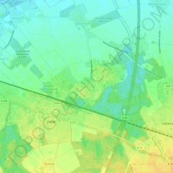 Carte topographique Eglfing, altitude, relief