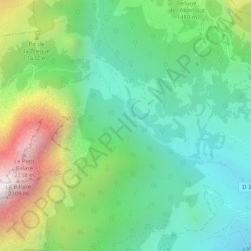 Carte topographique Cirque de Lescun, altitude, relief