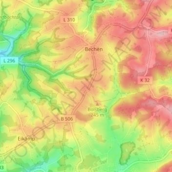 Carte topographique Herweg, altitude, relief