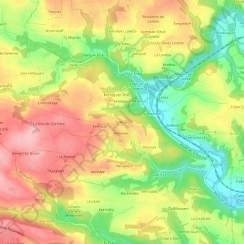 Carte topographique Ty Hoant, altitude, relief