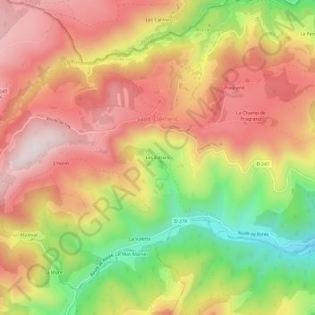 Carte topographique Les Estrets, altitude, relief