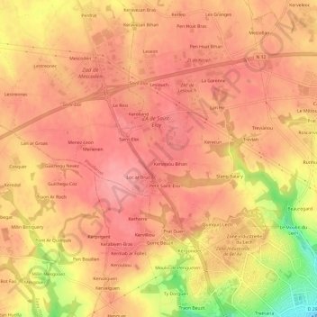 Carte topographique Guendon, altitude, relief