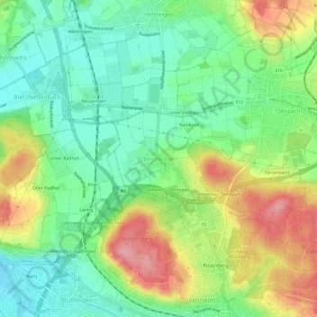 Carte topographique Oberohringen, altitude, relief