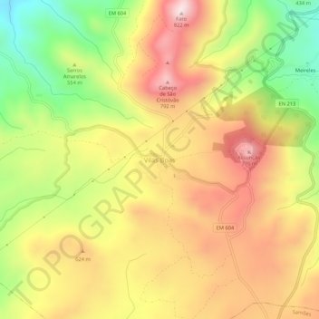Carte topographique Vilas Boas, altitude, relief