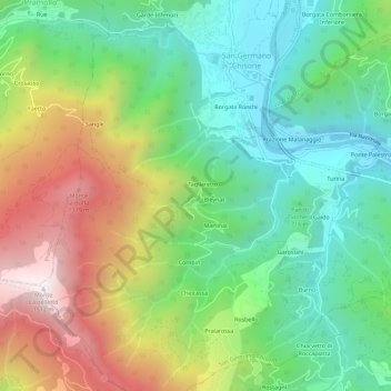 Carte topographique Blanc, altitude, relief