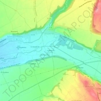 Carte topographique La Prairie, altitude, relief