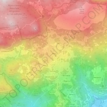 Carte topographique Villa, altitude, relief