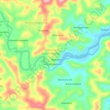 Carte topographique Miadamanjaka, altitude, relief
