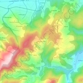 Carte topographique Villar De Reiriz, altitude, relief