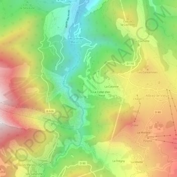 Carte topographique Le Collet d'en Bas, altitude, relief
