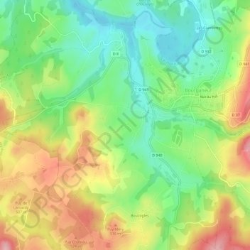 Carte topographique La Régeasse, altitude, relief