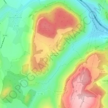 Carte topographique Chaudenay-le-Château, altitude, relief