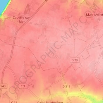 Carte topographique Marfauville, altitude, relief