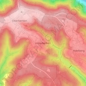 Carte topographique Unterberken, altitude, relief